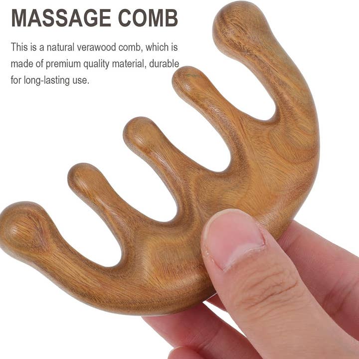 LadyJuneAccessories - Wholesale Hair Brush/Comb - Wooden Massage Comb with Wide Tooth, Scalp Massager1