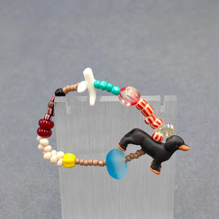 Mio Queena - Wholesale Beaded Bracelet - Kids - Resin Dog Charm Acrylic Glass Beaded Kid's Elastic Bracelet