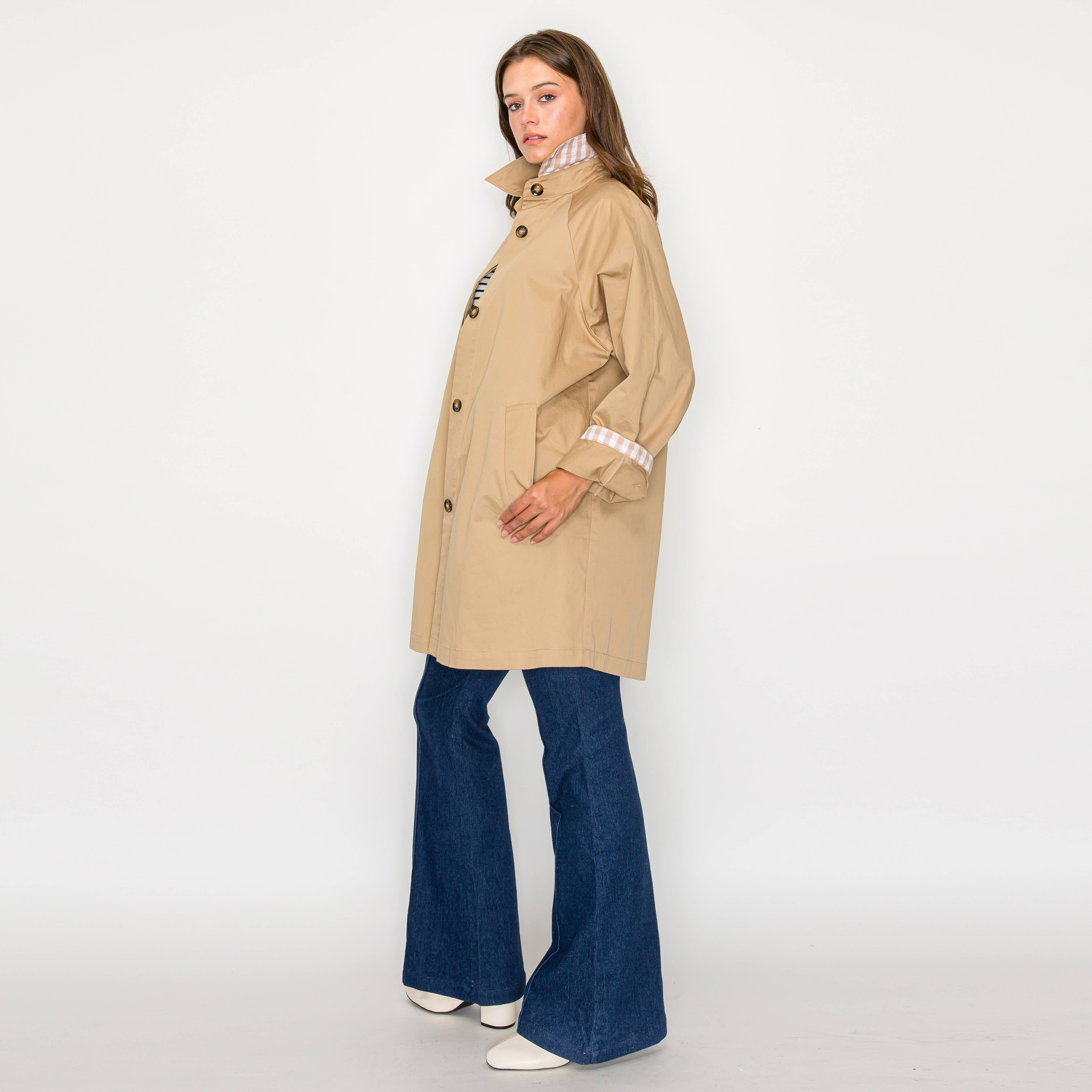 LoveWednesday – Blusão - Mulher por atacado – Trench coat francês oversized - LWJ11127