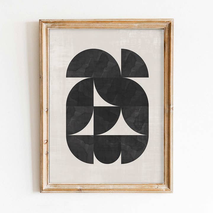 Paper House Print Shop – Impressão artística por atacado – Arte Abstrata Preta em Bege0