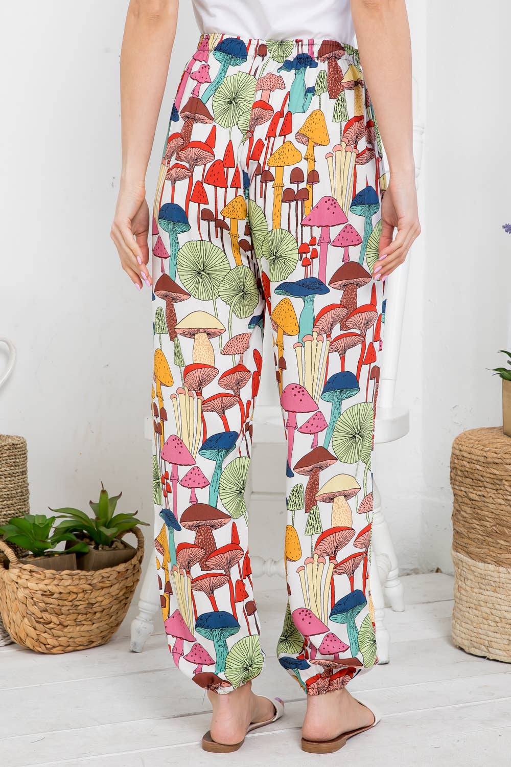 LA Soul - Wholesale Pants - Women's - Mushroom Print Pants With Pocket and Drawstrings4