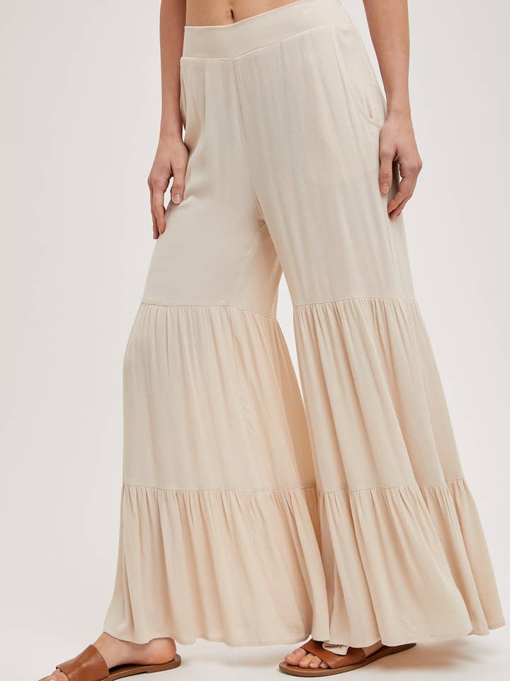 Bluivy - Vente Pantalon – femme - Pantalon ample à volants sans doublure12