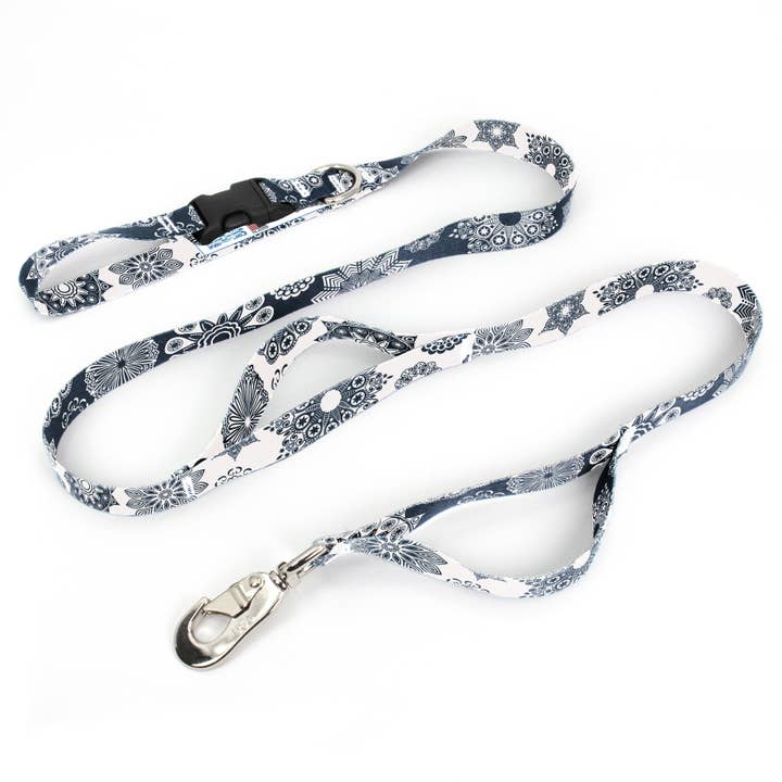Denim Lace Fab Grab Leash - Made in USA - Three Handles for wholesale by Buttonsmith
