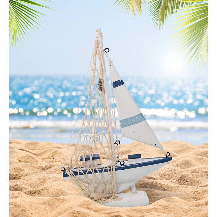 Cota Global - Wholesale Decorative Figurine - Nautical Decor - Blue Stripes Boat4