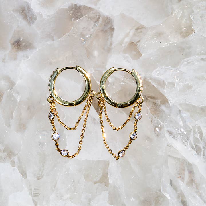 Native Gem - Vendita all'ingrosso Orecchini a cerchietto - TRESOR HUGGIES - VERMEIL ORO 14K2