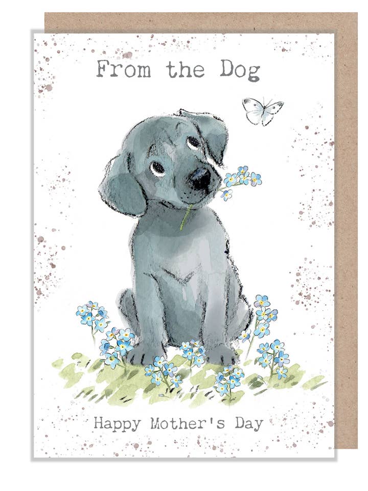 From the Dog - Mothers Day card - Grey Dog - ABMD09 for wholesale by Paper Shed Design Ltd