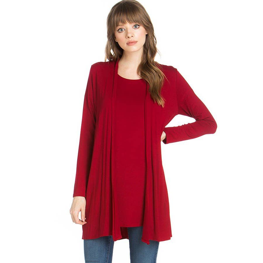 Azules Clothing - Venta al por mayor Cárdigan - Mujer - Cárdigan drapeado de manga larga con parte delantera abierta57