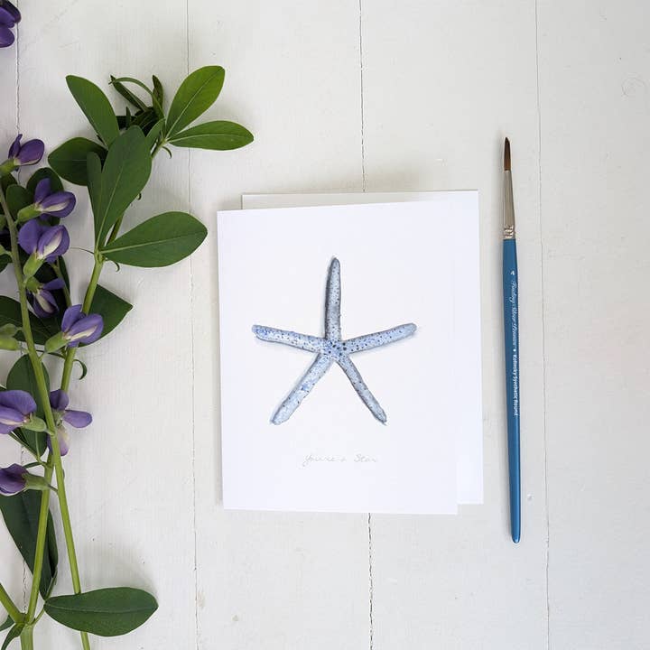 Finding Silver Pennies - Wholesale Everyday Greeting Card - Blue Starfish Note Card | Coastal Greeting Card1