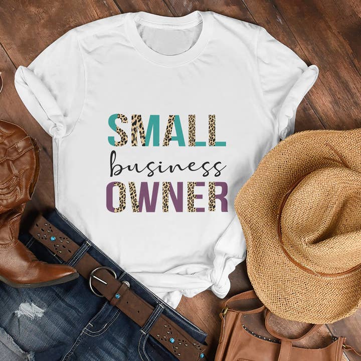 White Small Business Owner - Graphic Tee Shirt - Tshirt for wholesale on Faire
