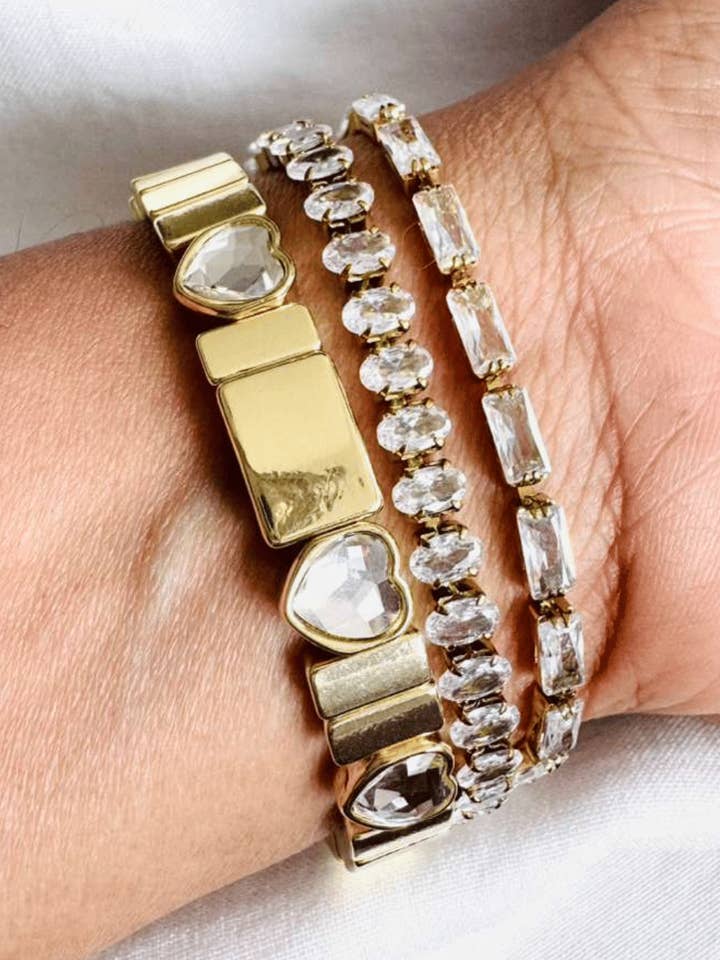 Crystal Zircon Adjustable Stack Bracelet-W for wholesale by Swaary