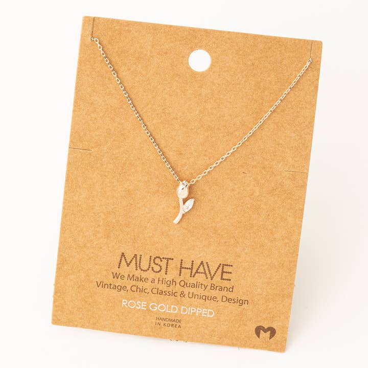 Fame Accessories - Wholesale Pendant/Charm Necklace - Dainty Tulip Flower Pendant Necklace