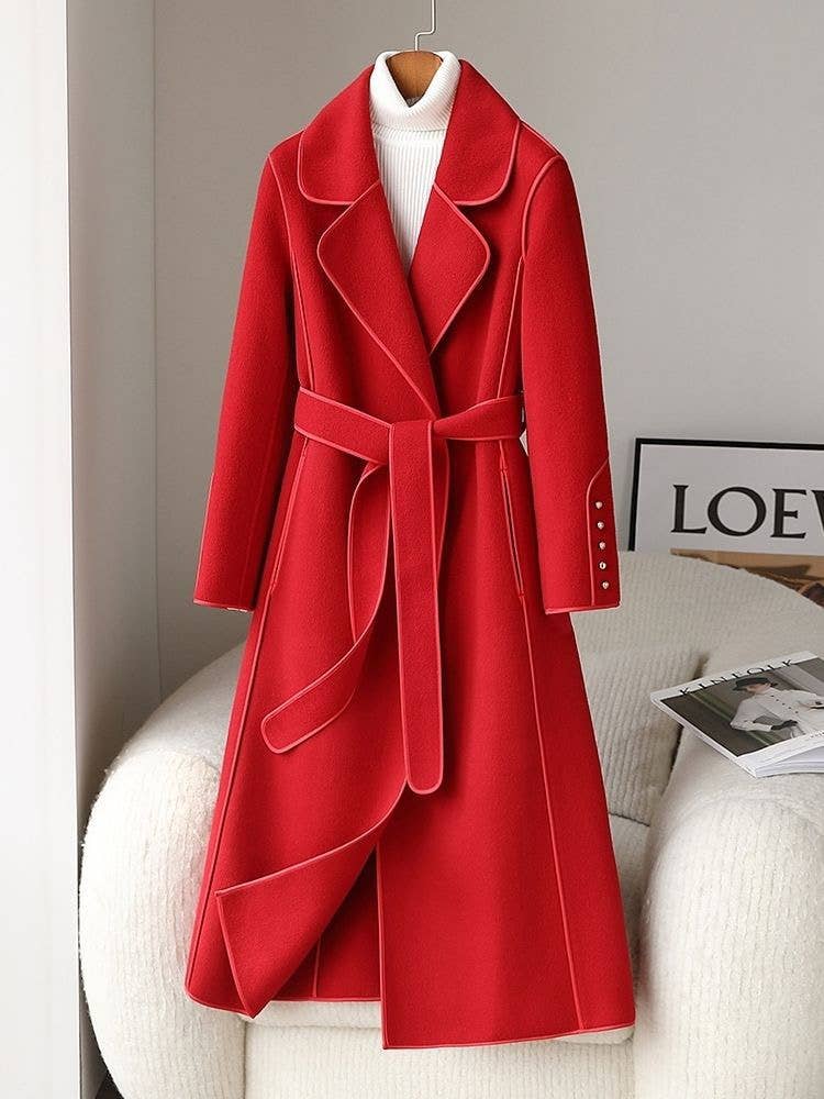 Productseeker - Vendita all'ingrosso Giacca antivento - Donna - Cappotto Slim Doppiato in Lana con Cintura per Donna CT86S1