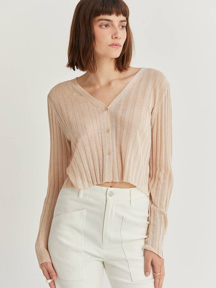 CT9105 - Leah Sheer Rib Cardigan for wholesale by Crescent