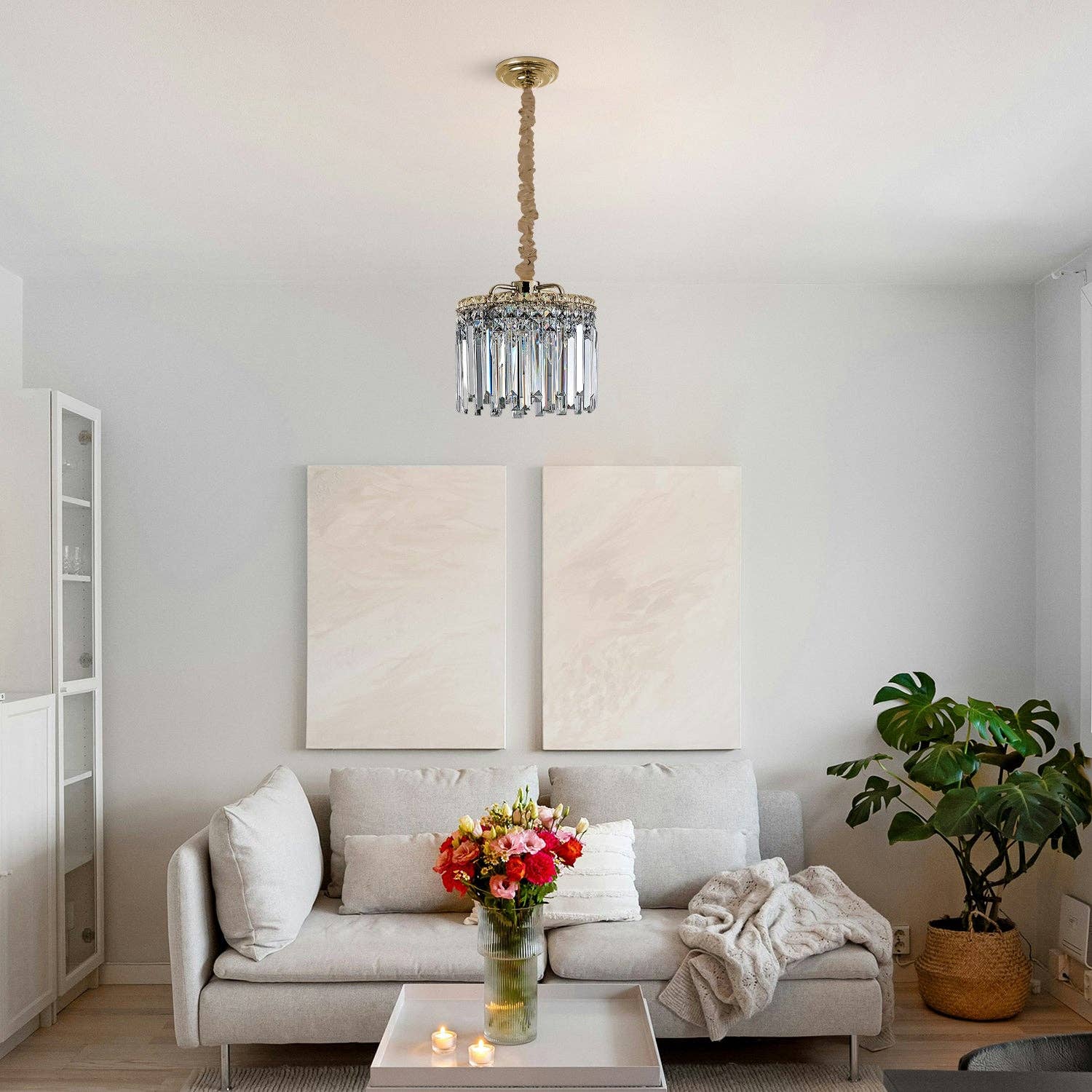 Ledsone - Vente Lustre/Suspension - Lustre moderne en cristal doré à plafond - modèle 48041