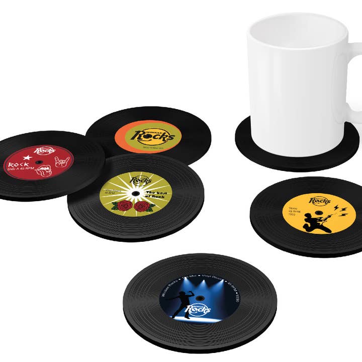 MAGS - Wholesale Coasters - Vinyl Rock glass coasters set of 6