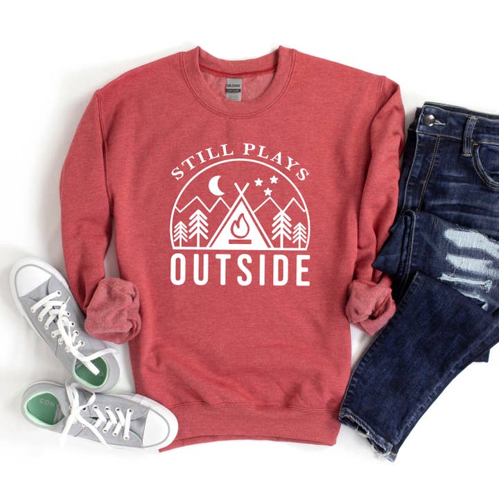 Still Plays Outside | Sweatshirt | Camping for wholesale by Olive And Ivory Wholesale