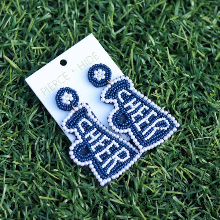 Pierce + Hide - Wholesale Dangle Earrings - Custom Beaded Megaphone Earrings| Game Day Earrings| Cheerleading