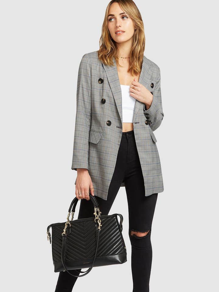 belle & bloom - Wholesale Blazer – Women's - Too Cool For Work Plaid Blazer4