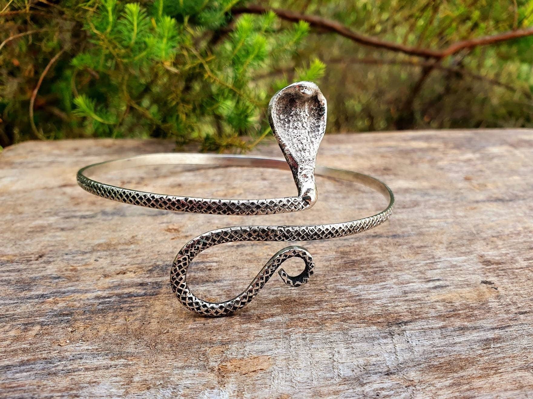 Kaali Boutique - Wholesale Cuff Bracelet - Silver Snake Arm Bracelet / Boho / Tribal / Spiral / Ethnic / Rustic / Bohemian / Hippie / Plus Size / Body Positive0