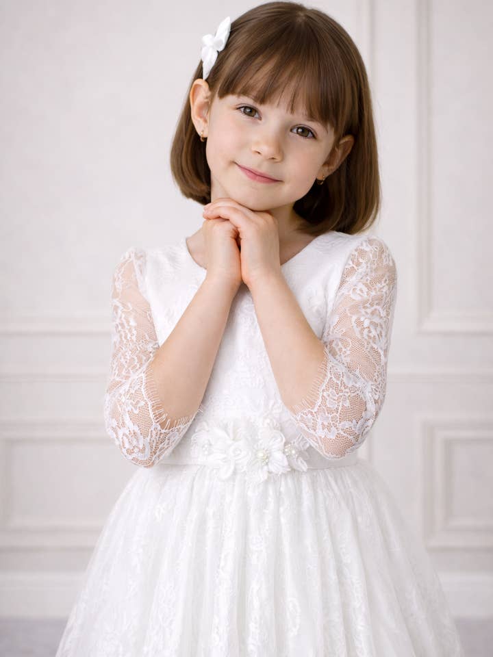 Bajabella – wholesale Klänning – Barn – Vacker vit klänning för flickor, konfirmationsklänning2