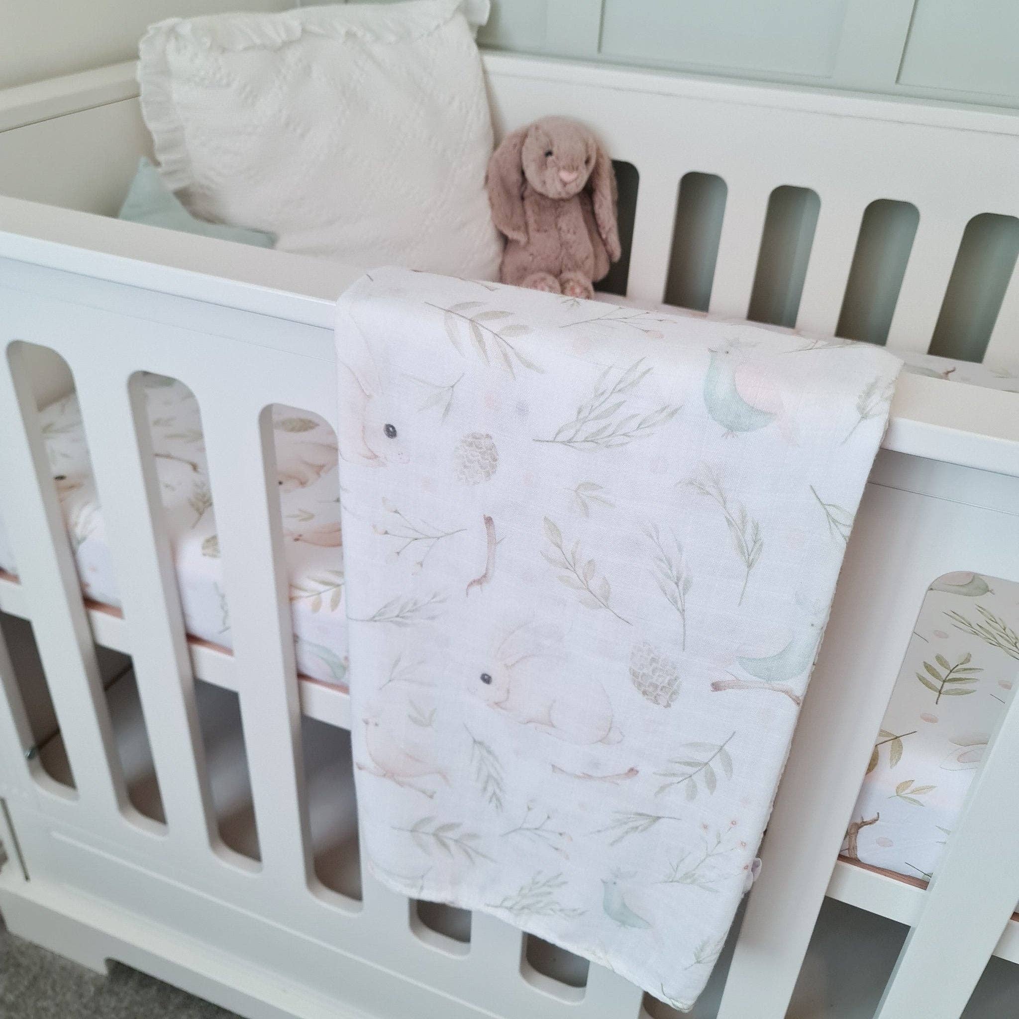 Minky Myles – wholesale Swaddle set – Baby – Muslin Swaddle & Headband - Forest friends5