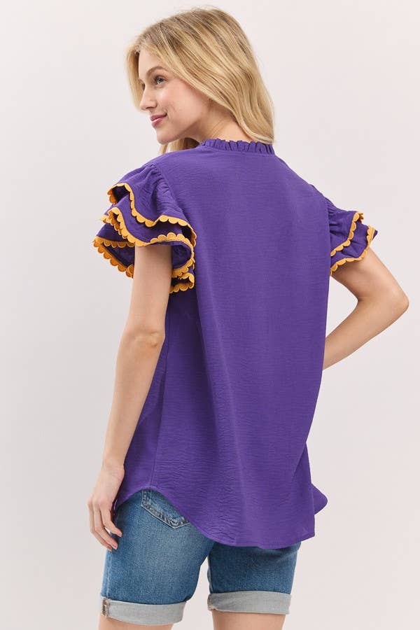 Sewn and Seen – Großhandel Bluse – Damen – Oberteil mit Rüschenärmeln und Muschelsaum26