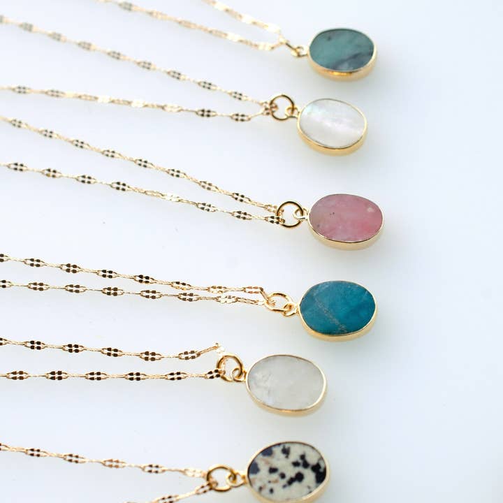 Jill Makes - Venta al por mayor Collares con colgantes/abalorios - Collar de gemas ovaladas4