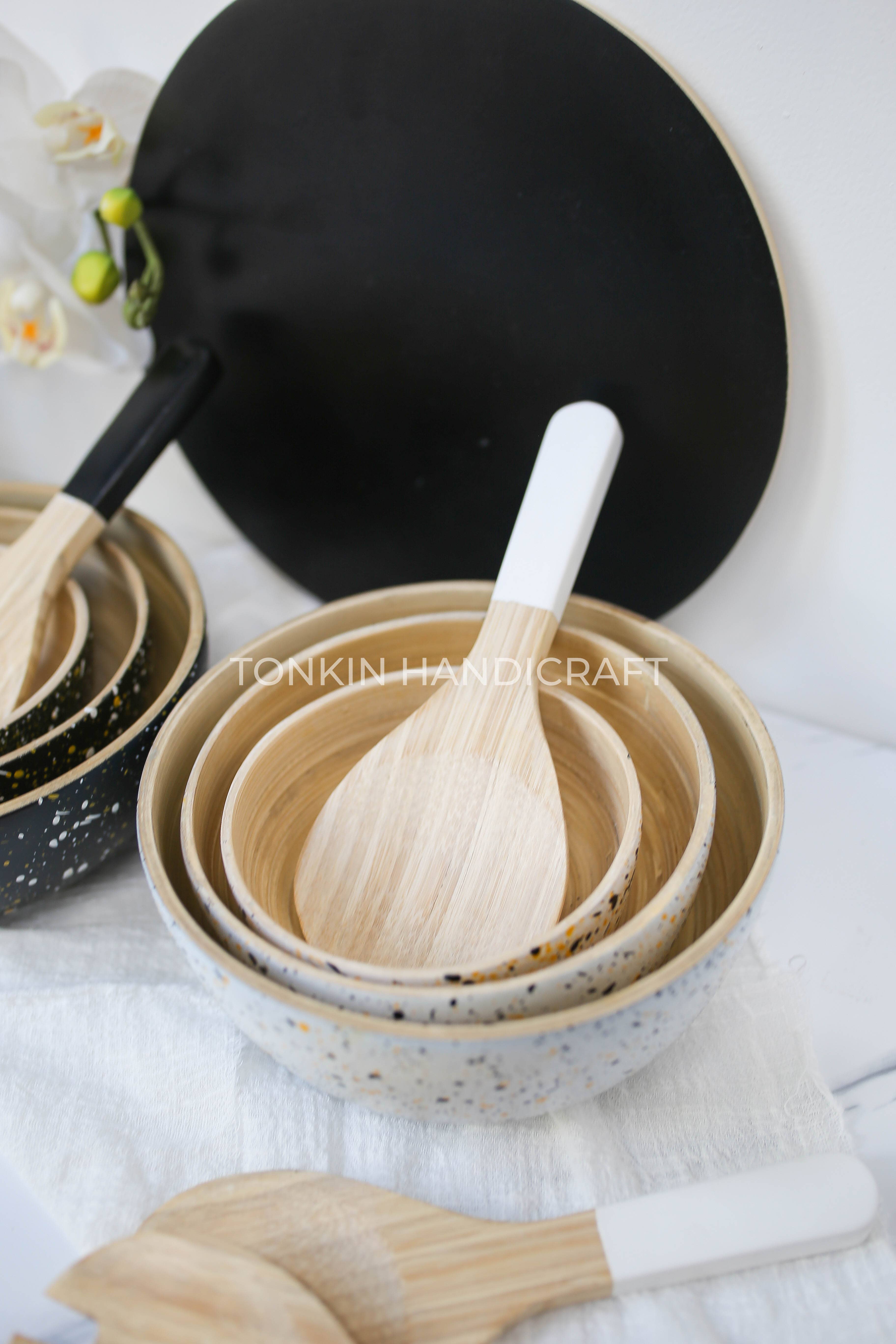Tonkin Handicraft – wholesale Serving utensil – Set 2 Salad Bamboo Utensils5