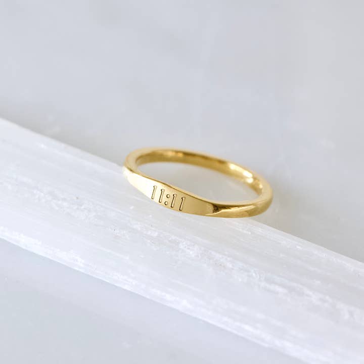 Mesa Blue – Großhandel Band/Stapelring – Wasserdichter Ring mit eingravierter Engelszahl 11:111