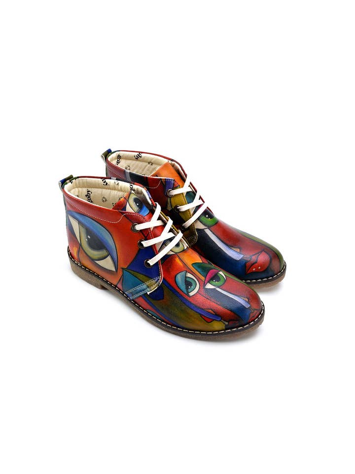 AVENS – Großhandel Stiefeletten – Damen – Einzigartiges Design Bunte Augendesign Bedruckte Stiefeletten