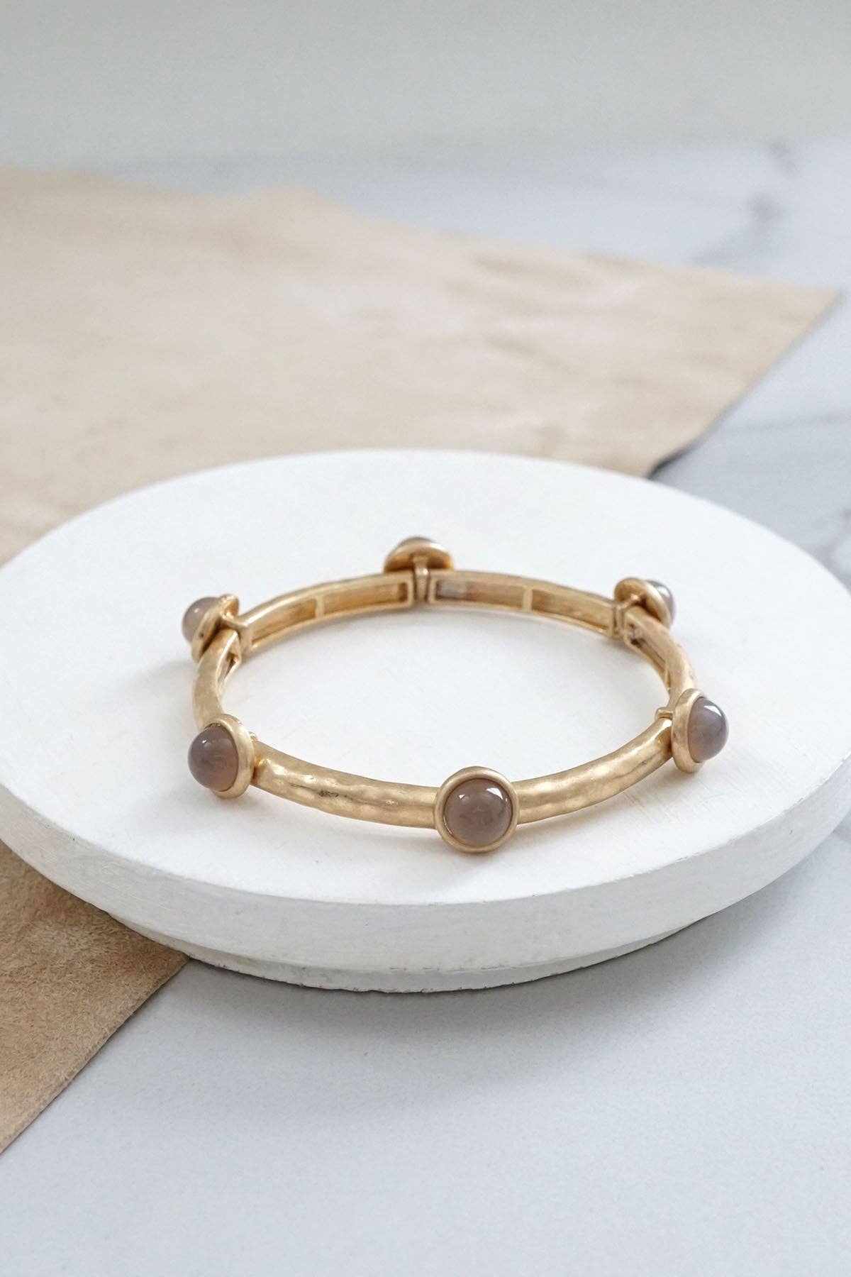 PennyLine inc - Wholesale Bangle Bracelet - Jeweled Golden Bangle with semi precious stone dots19
