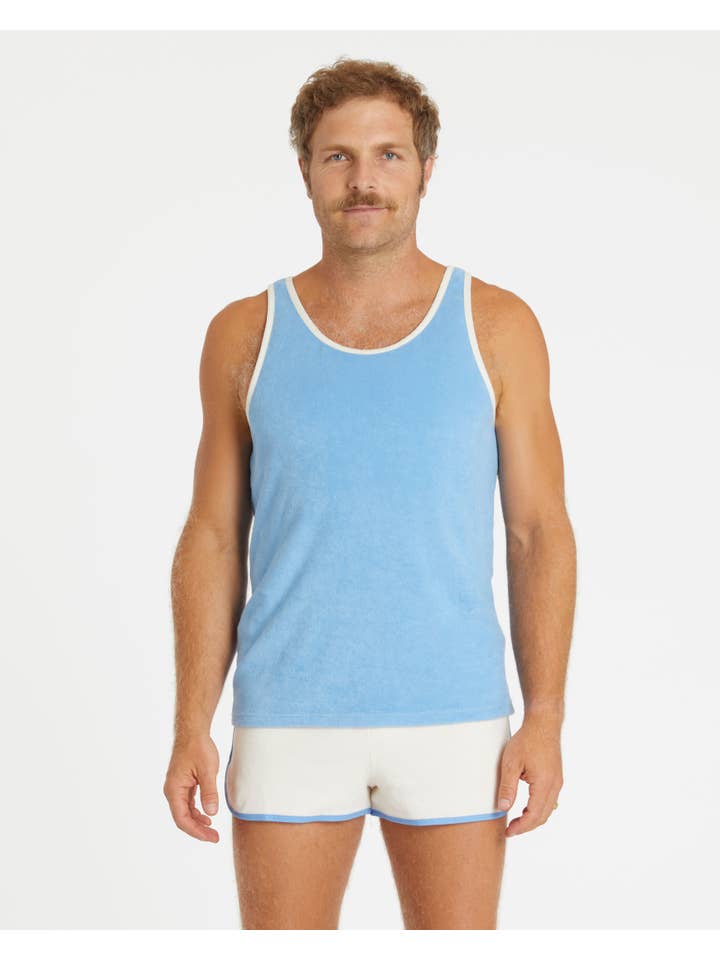 Hammies - Wholesale Tank Top - Men's - Men's Terry Tank (Blue Poppy/Cream)