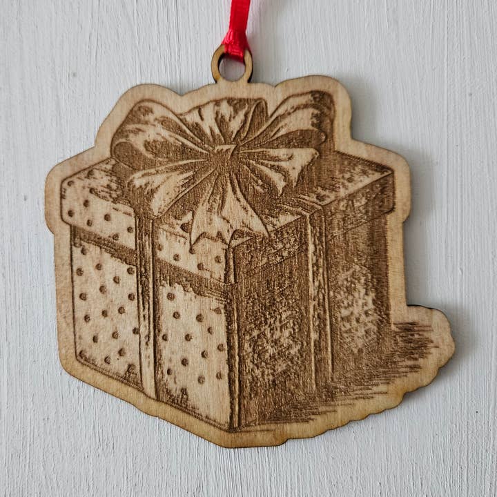 Wood Engraved Ornament - Present for wholesale by Grain of Hope