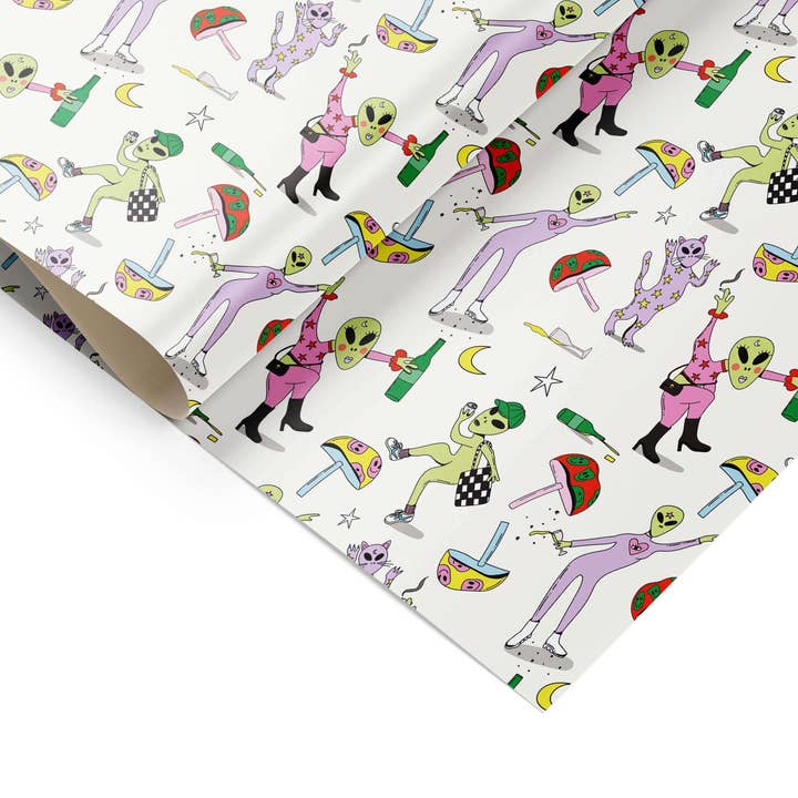 Gift wrap - Alien party for wholesale by Eat the Moon | Greeting cards and stationery