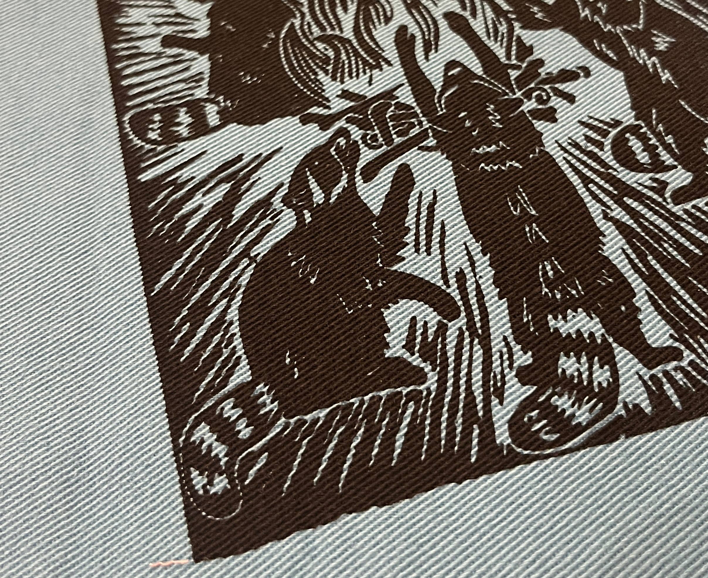 Critter Butts - Wholesale Patch - Raccoon Bonfire Patch - Screen print on thrifted denim5