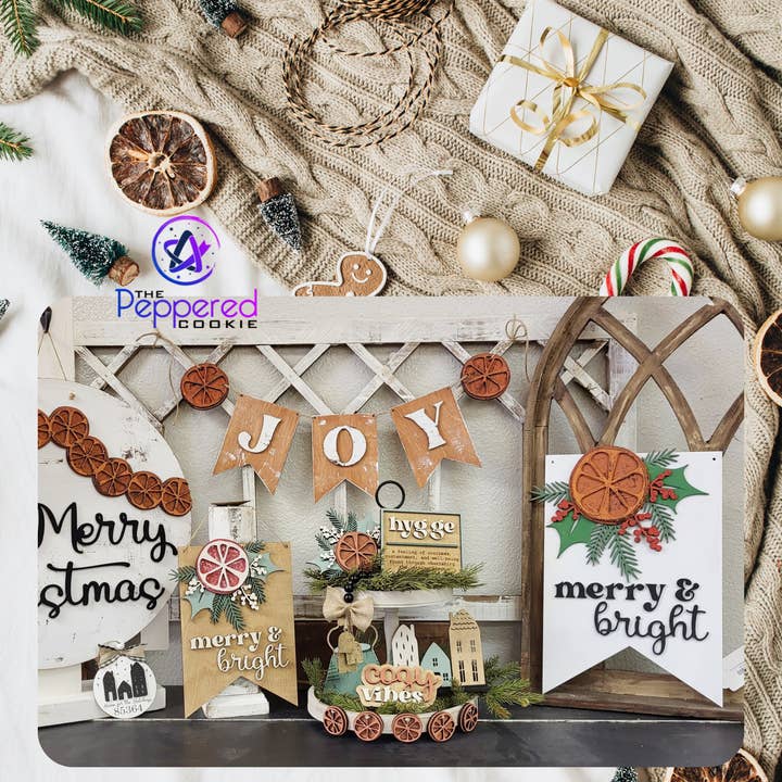 The Peppered Cookie - Wholesale DIY Craft Kit - Home Decor - Hygge Merry and Bright Sign UNFINISHED
