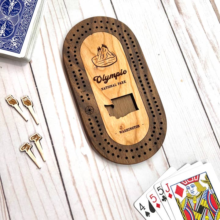 Cast & Carve - Wholesale Board Game - National Parks Travel Cribbage Set with Custom Pegs28