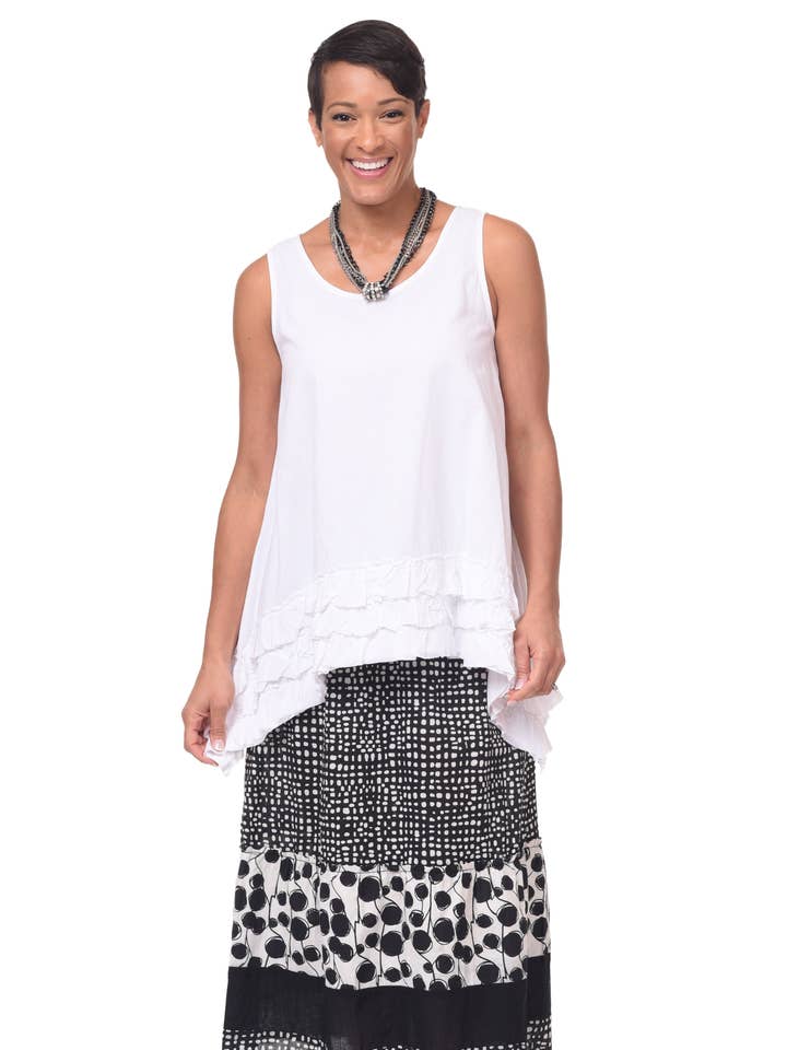 CV3 Lily Tank in White* for wholesale by Tulip Clothing