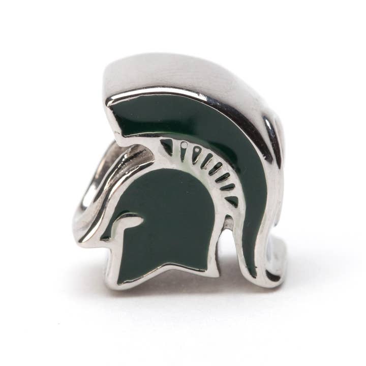 Stone Armory - Wholesale Individual Charm/Pendant - Michigan State Bead Charm - Green Spartan Sideview