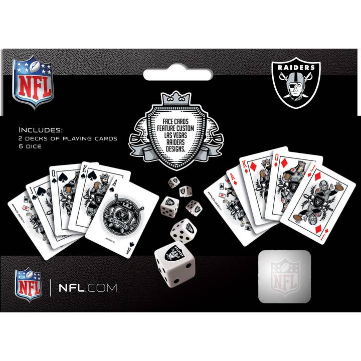 Masterpieces Puzzles - Wholesale Playing Cards - Las Vegas Raiders - 2-Pack Playing Cards & Dice Set