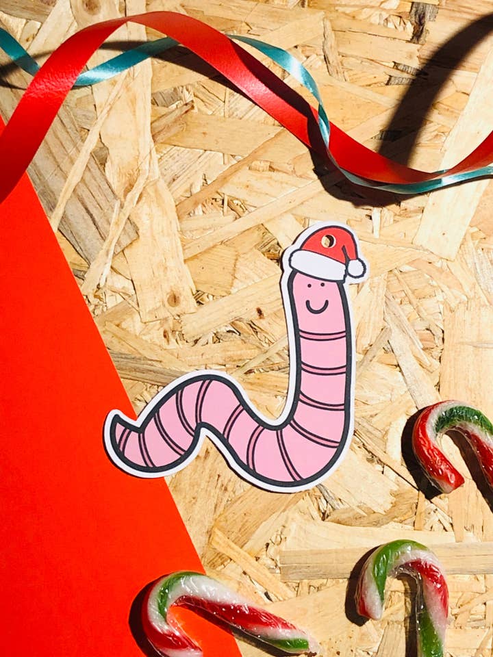 Cute Worm Christmas Gift Tags - Case of 2 for wholesale by PaintsPylons
