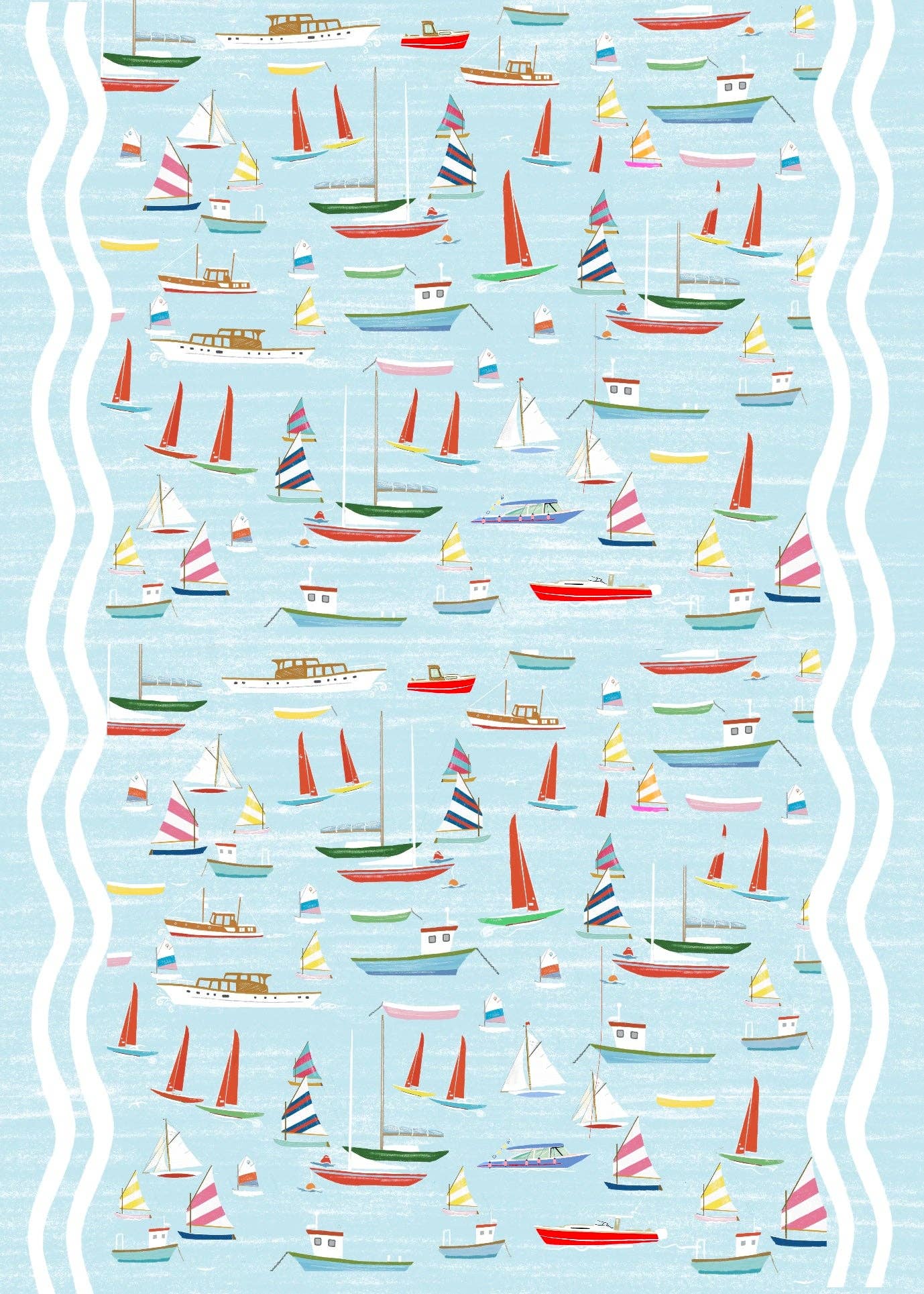 Meloo - Wholesale Flat Wrap - Blue Boats Wrapping Paper1