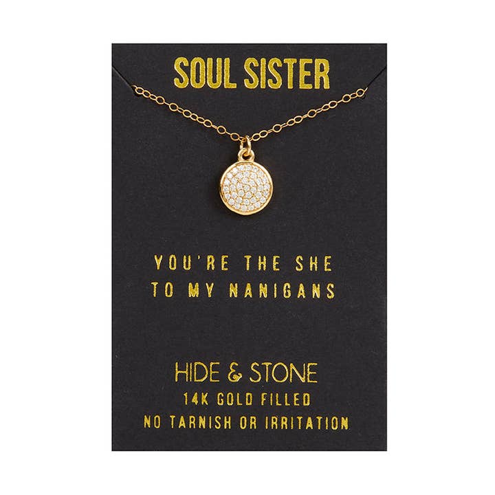 Soul Sister Necklace Unique Best Friend Gift for wholesale by Hide & Stone Jewelry