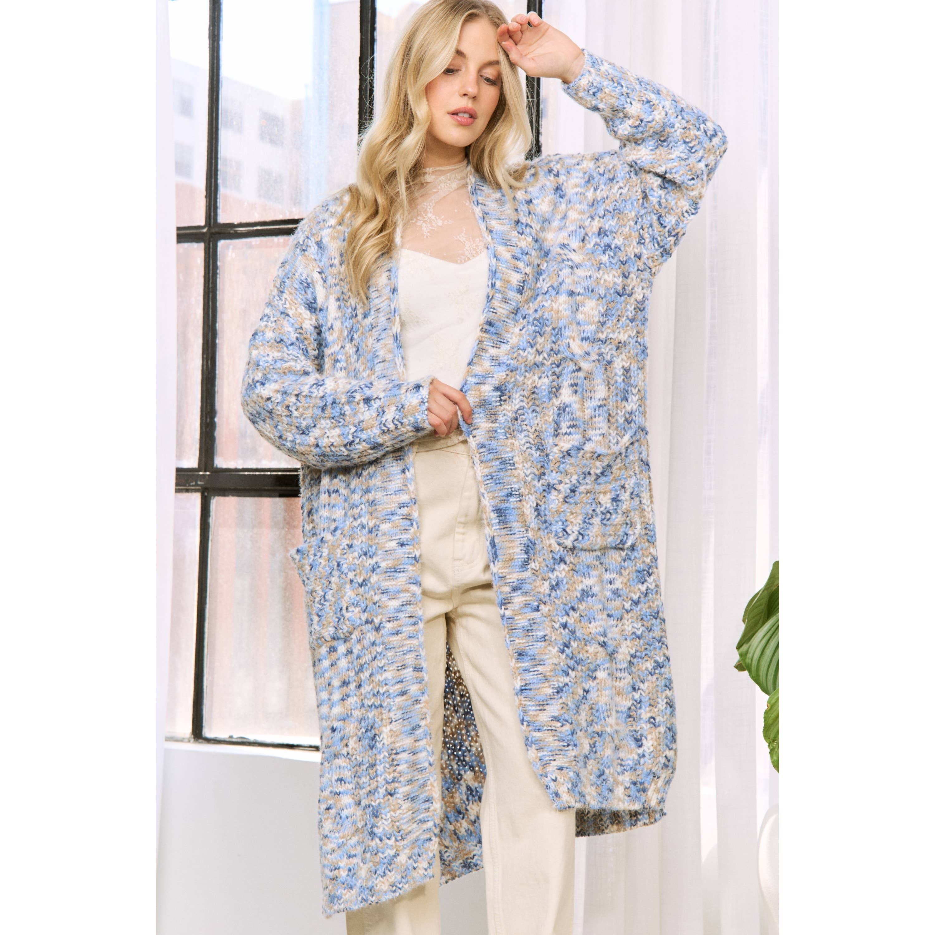 Sweet Generis - Wholesale Cardigan - Women's - SPACE DYED YARN LONG CARDIGAN DUSTER6