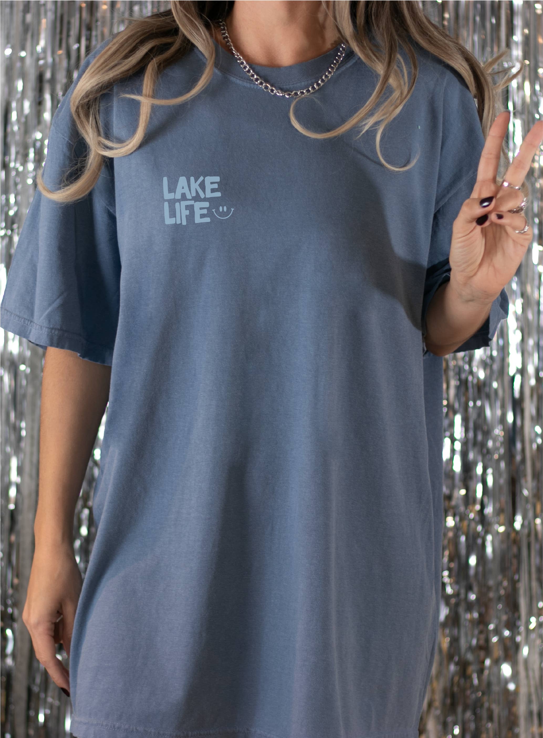 Rad Vibes Only - Wholesale Screen Printed T-Shirt - Women's - Lake Life Garment Dyed Tee Smiley Summer T-Shirt Boating Fun