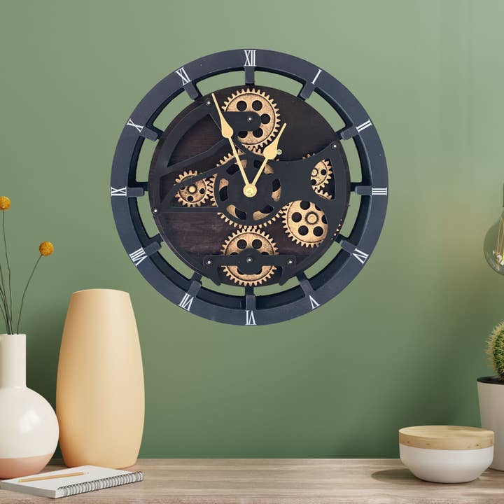 The Gears Clock - Wholesale Desk Clock - CANADA LINE DESK/WALL CLOCK 10 INCH VINTAGE BLACK5