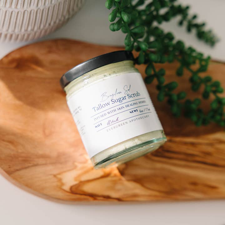Evergreen Apothecary - Wholesale Body Scrub/Exfoliant - Skin Healing Tallow Body Scrub, Made with Lady May Tallow2