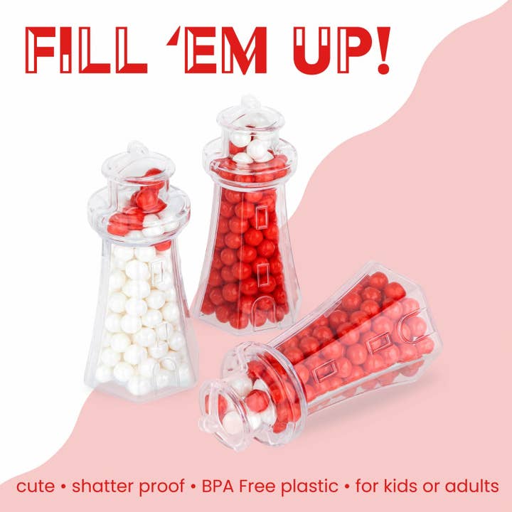Hammont - Wholesale Party Favor Bag/Box - Light House Shaped Acrylic Candy Boxes 12 Pack 3.62"X1.88"X13