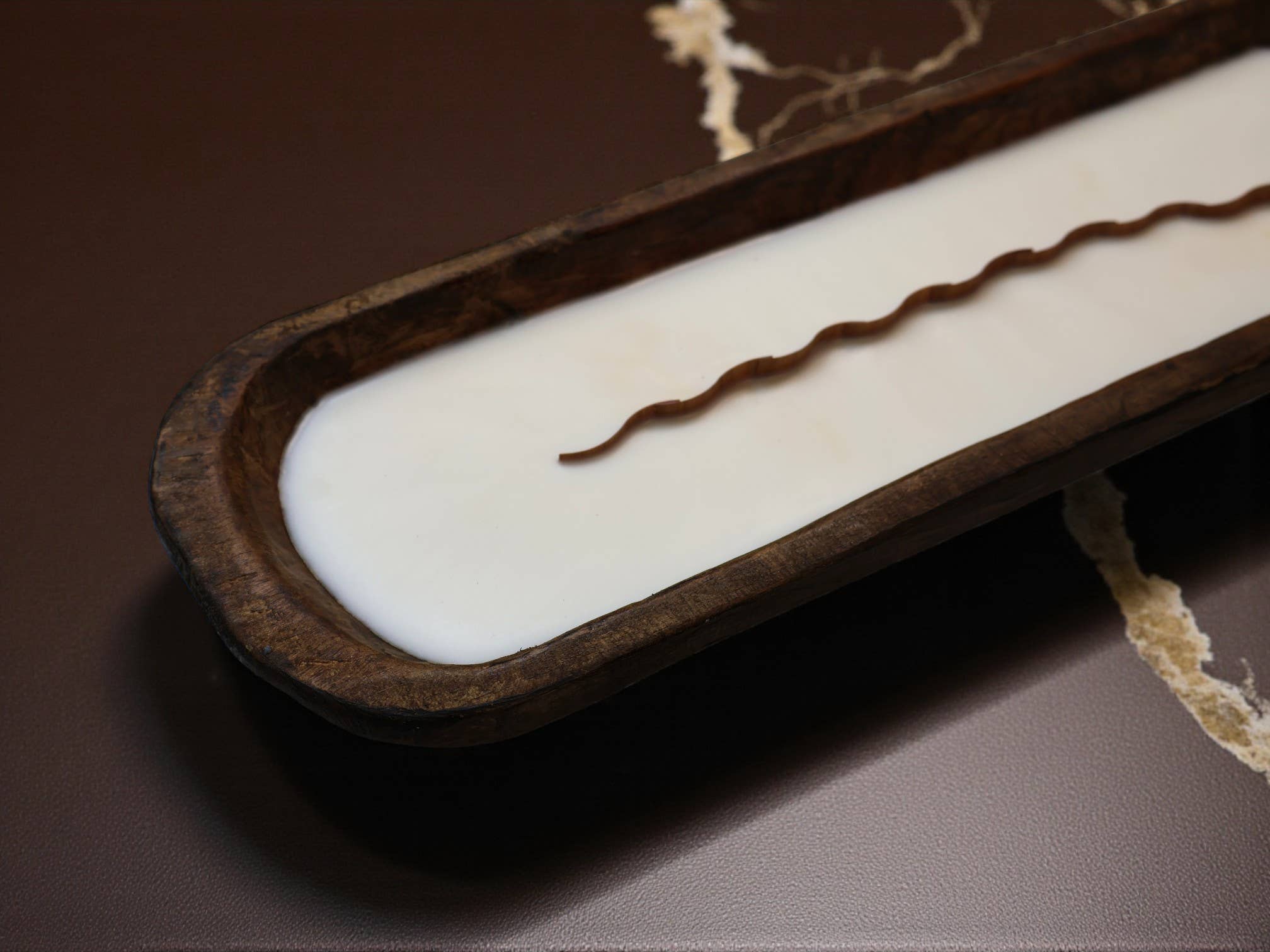 Agaboo Candle – wholesale Jar/filled candle – Wooden Dough Bowl Candle with Wavy Wooden Wick 2x19.5in2