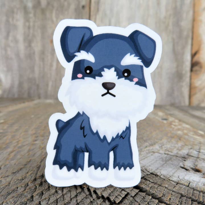 Schnauzer hvalpeklistermærke fuldfarvet tegneserie vandtæt hundeelsker klistermærke til bil vandflaske bærbar computer for engroshandel hos Kirk's Krafts